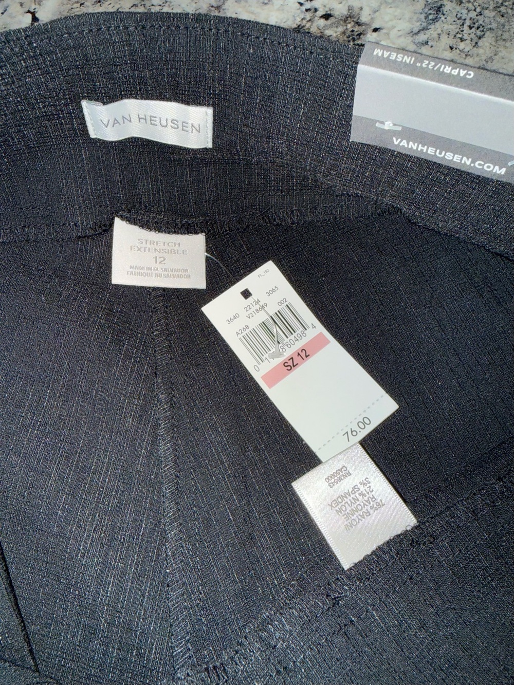Van Heusen Black Textured Stretch Pull-On Capris - Picture 5 of 6